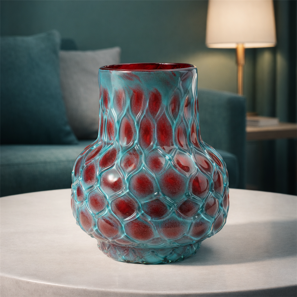 Vase Deli Blue, glass, H21cm, D18cm