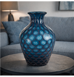 Vase Delian, glass, blue, H30cm, D21cm