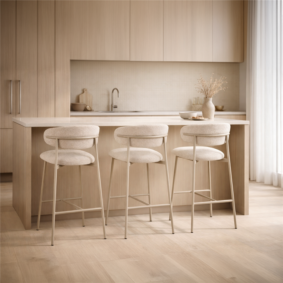 Bar chair Landsem 20, sand color/taupe, H104x52x50.5cm, seat height 75cm