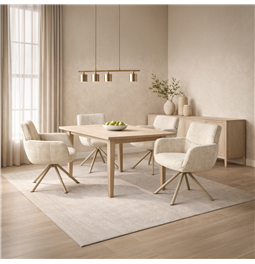 Dinning chair Lappi, rotatable 180 degrees, taupe/ivory, H86x65x61cm, seat height 50.5cm