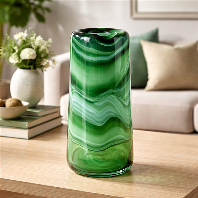 Vase Doria L, glass, green, H33.5cm, D17.5cm