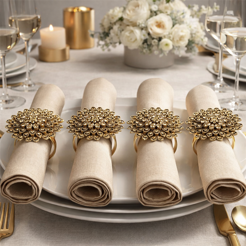 Кольцо для салфеток Palazzo набор из 4 шт., золотой цвет, H4.5cm, D4cm