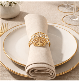 Napkin ring Paleros set of 4 pcs., gold color, H4.5x3x4cm