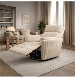 Electric recliner/rocking chair Hoka 01, beige, rotatable 180 degrees, H89-106x101x98-168cm, seat height 50-57cm