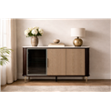 Sideboard Sarenno, sintered stone/ash veneer/MDF/metal/glass, H80x130x40cm