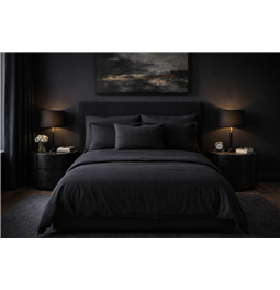 Bedside table Savelli black, plywood/wood veneer/artificial marble, H48x60x41cm