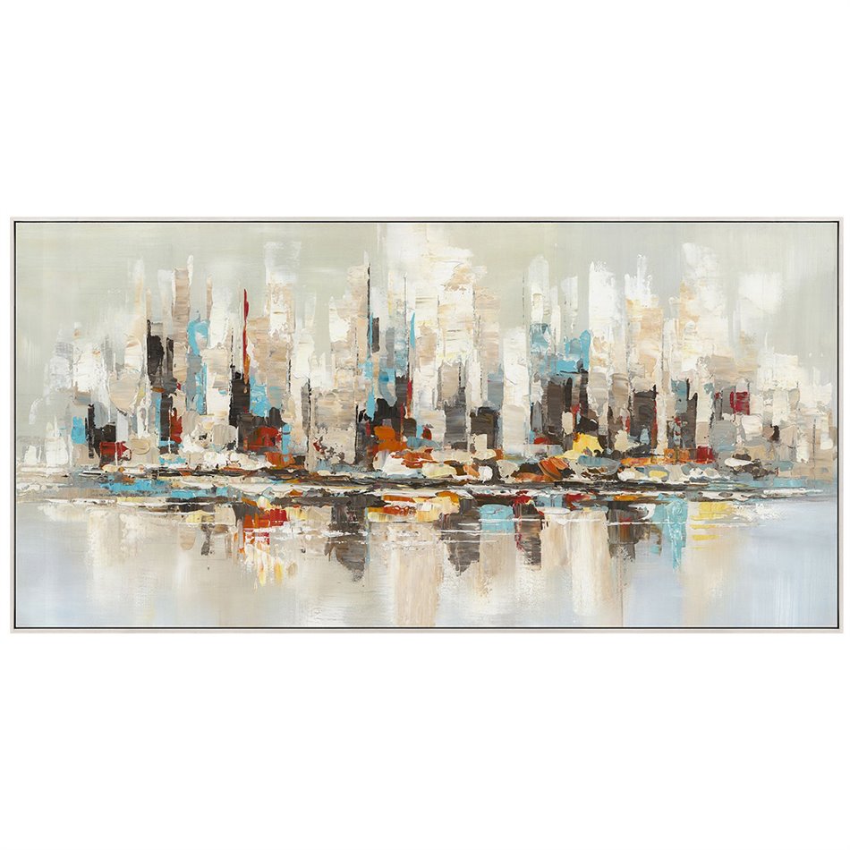 Canva Orange and Teal Skyline, 70x140cm