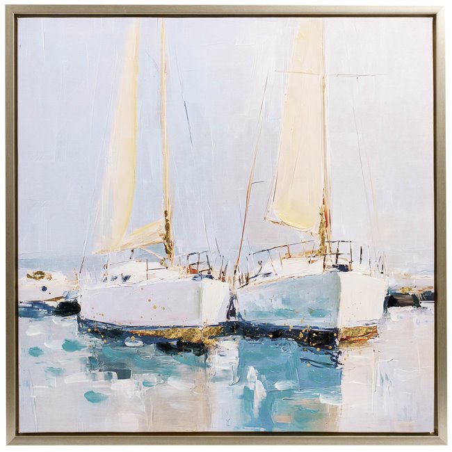 Oil paiting White Sailing Boats, 80x80cm