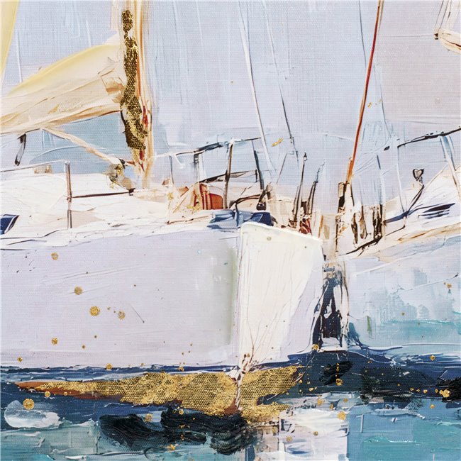 Oil paiting White Sailing Boats, 80x80cm
