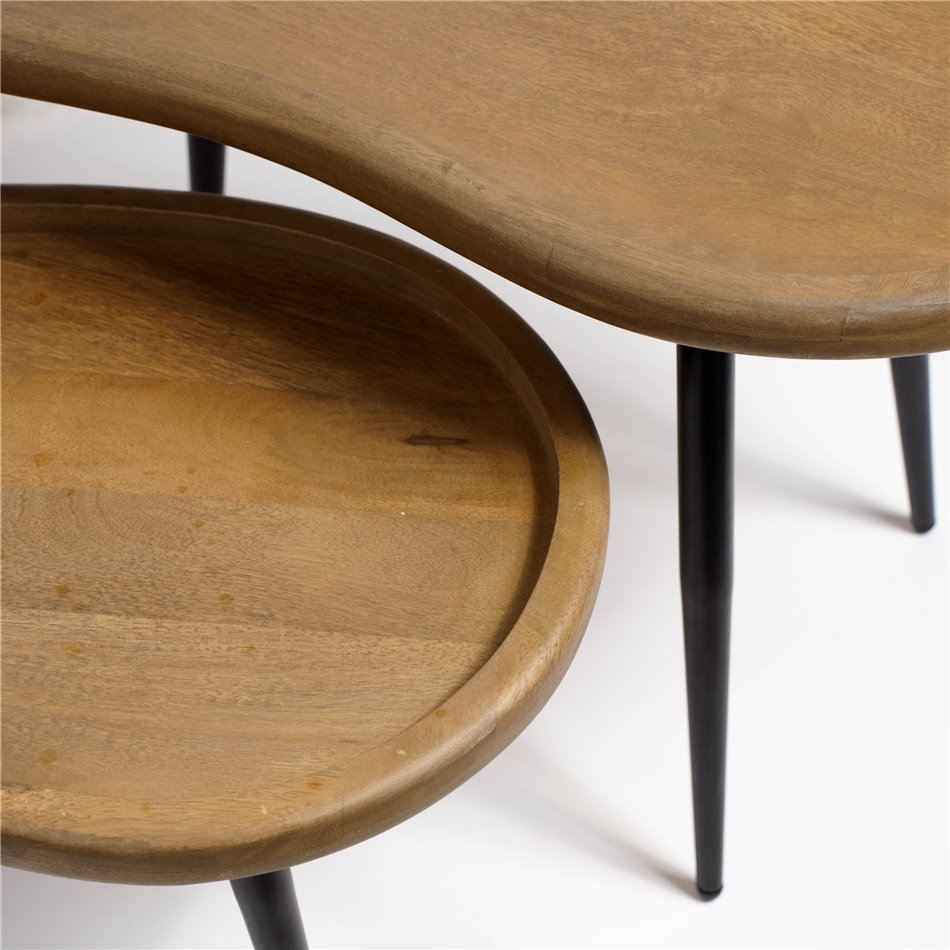 Side table set 2 Sagonne, mango wood/metal, 70x38cm H40cm, 60x36cm H30cm