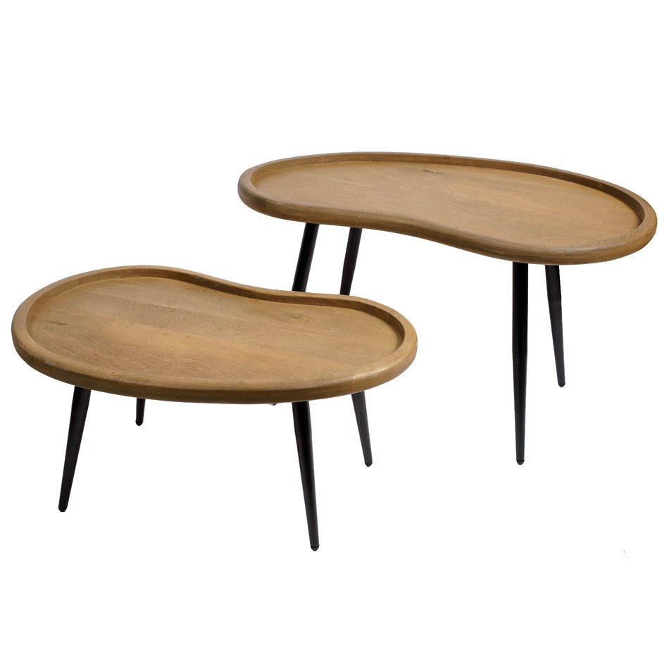 Side table set 2 Sagonne, mango wood/metal, 70x38cm H40cm, 60x36cm H30cm