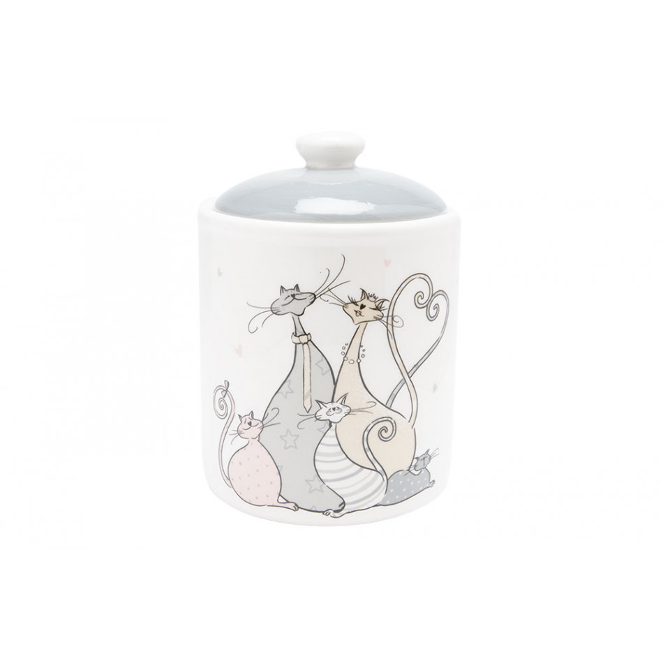 Decorative jar Cat family, ceramic, 10x15x10cm