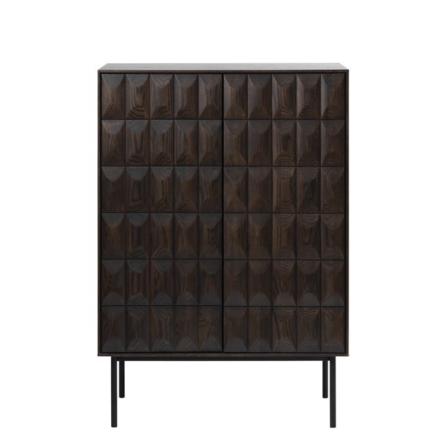 Cabinet Ulatin, dark espresso color, oak veneer/solid oak, H130x90x45cm