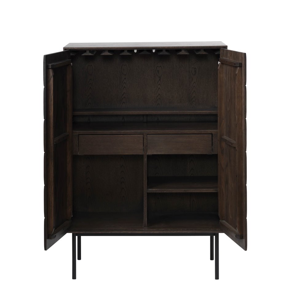 Cabinet Ulatin, dark espresso color, oak veneer/solid oak, H130x90x45cm