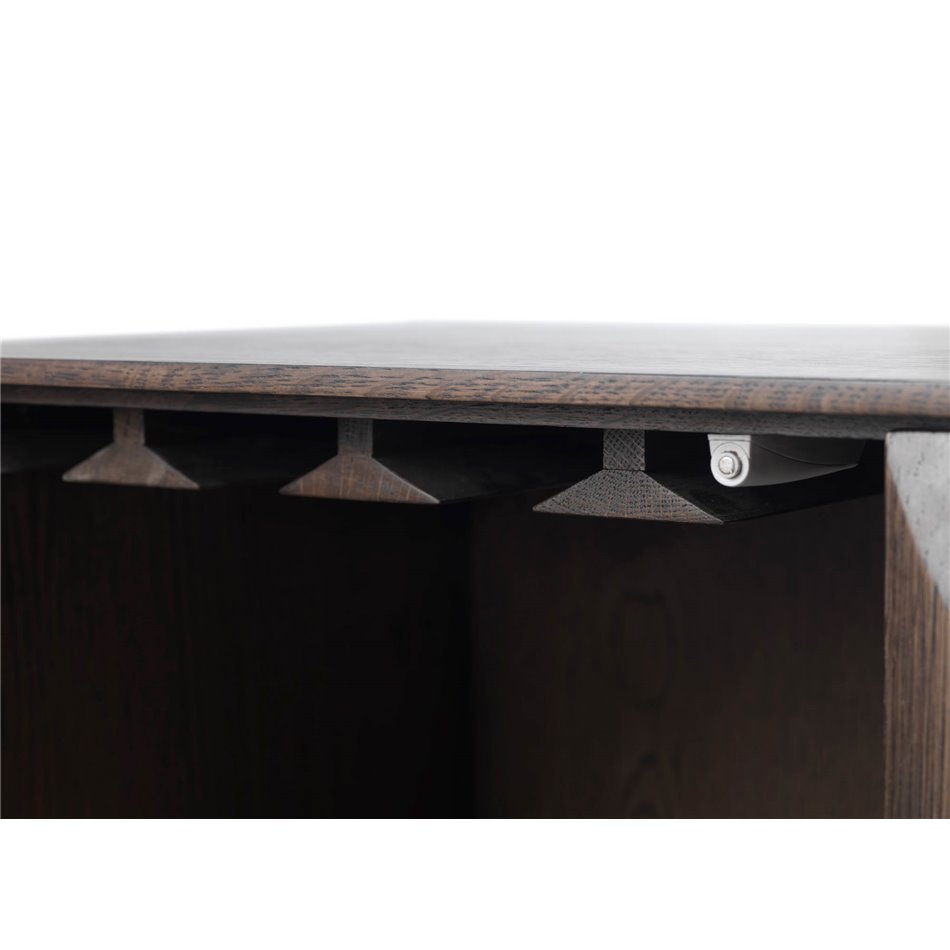 Cabinet Ulatin, dark espresso color, oak veneer/solid oak, H130x90x45cm