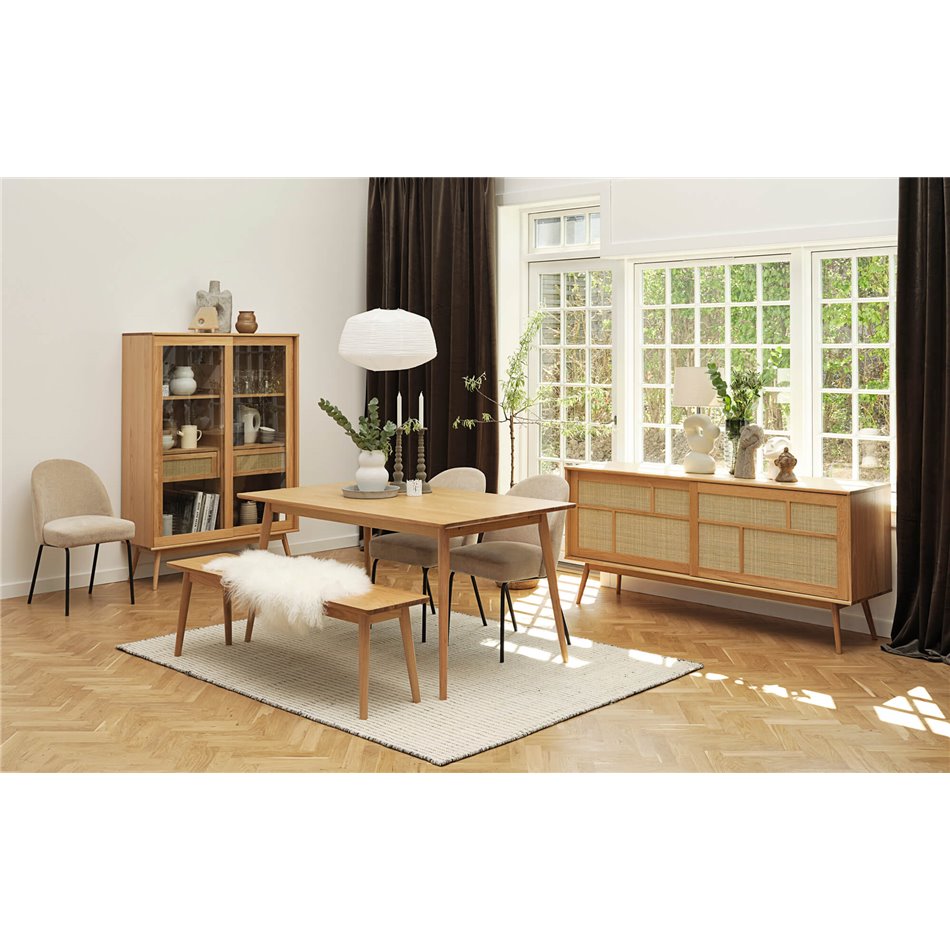 Dining table Ubarali, natural color, plywood/oak veneer, H75x150x90cm