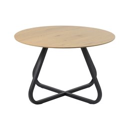 Dining table Uncesura, natural/black, metal/oak veneer/solid oak, H75x D120cm