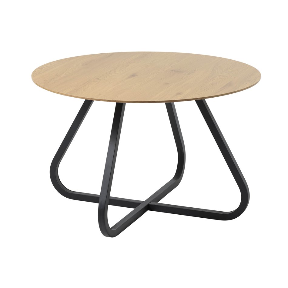Dining table Uncesura, natural/black, metal/oak veneer/solid oak, H75x D120cm