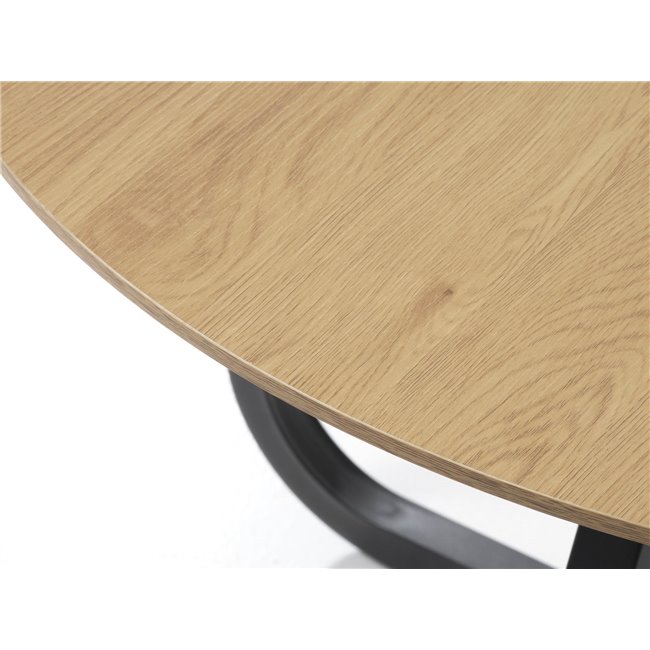 Dining table Uncesura, natural/black, metal/oak veneer/solid oak, H75x D120cm