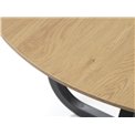 Dining table Uncesura, natural/black, metal/oak veneer/solid oak, H75x D120cm