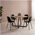 Dining table Uncesura, natural/black, metal/oak veneer/solid oak, H75x D120cm