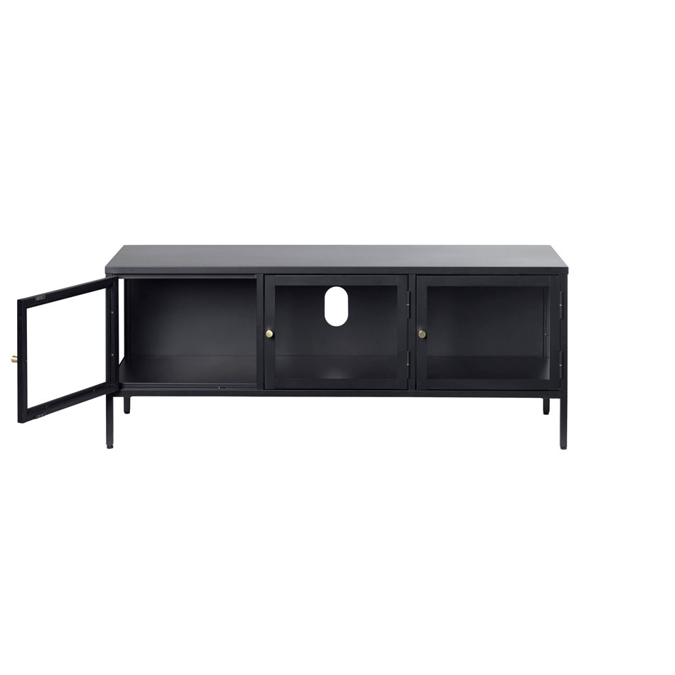 TV table Ukarmel, black, steel/tempered glass, H52x132x40cm
