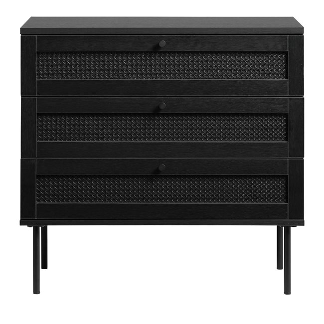 Chest of drawers Usakola, black, MDF/metal, H75x80x40cm