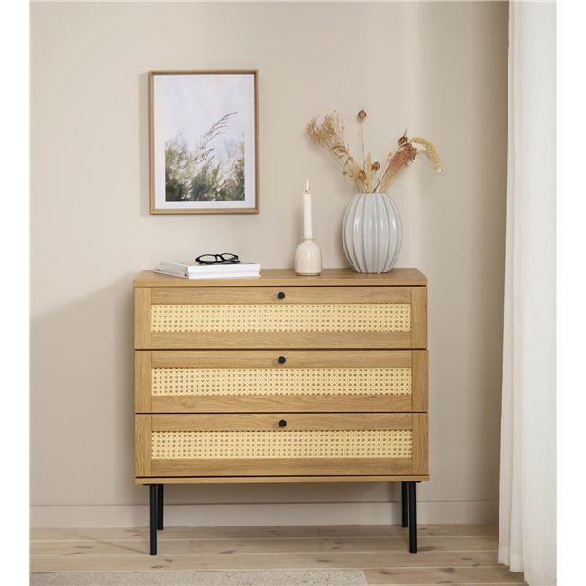 Chest of drawers Usakola, natural, MDF/metal, H75x80x40cm