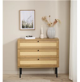 Chest of drawers Usakola, natural, MDF/metal, H75x80x40cm