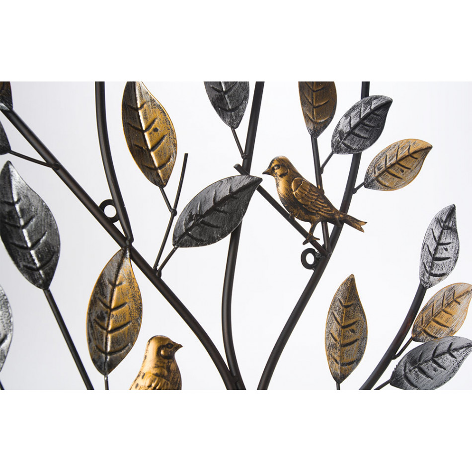 Wall decor Tree with birds, metal, 50x76cm