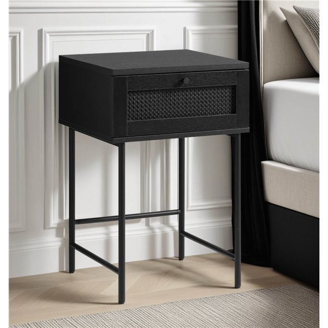 Side table Usakola, black, MDF/metal, H70x45x45cm