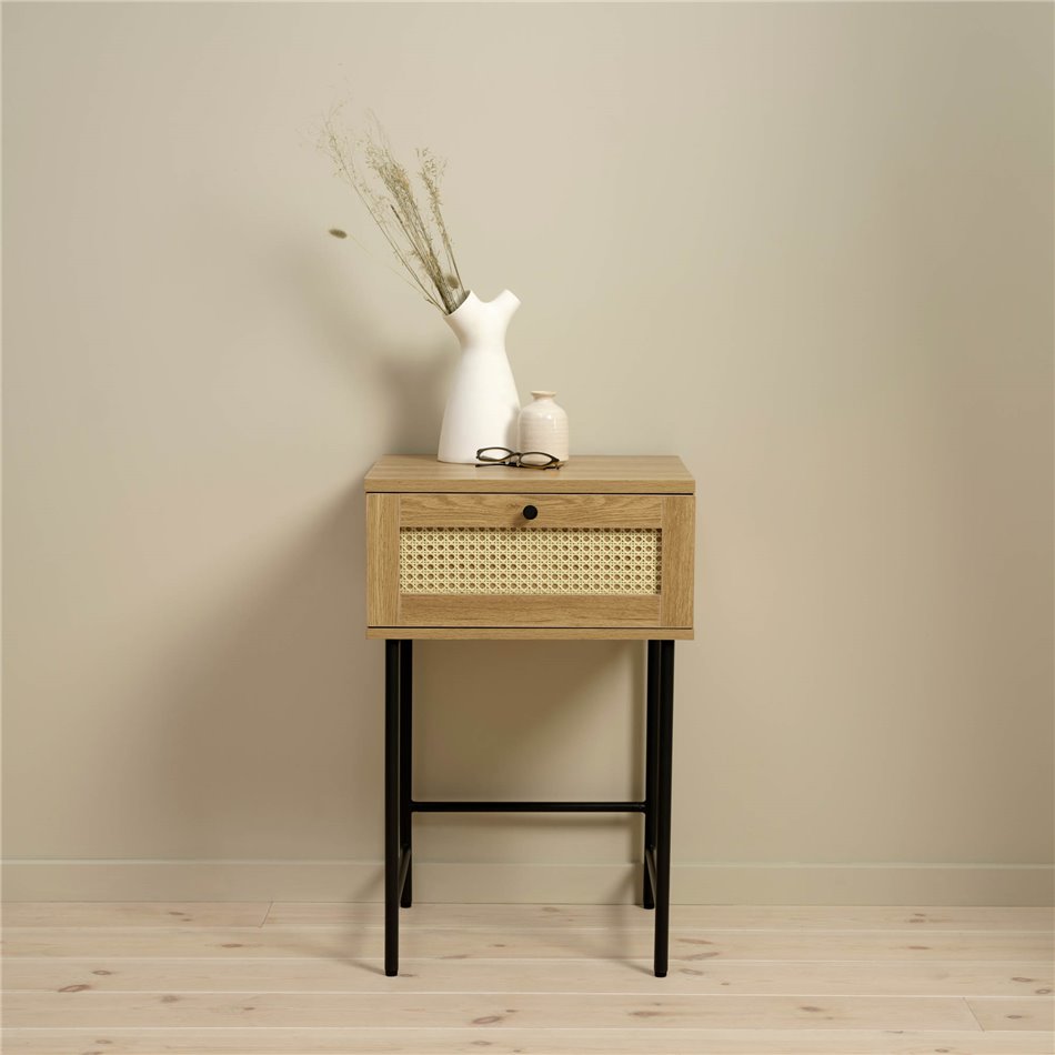 Side table Usakola, natural color, MDF/metal, H70x45x45cm