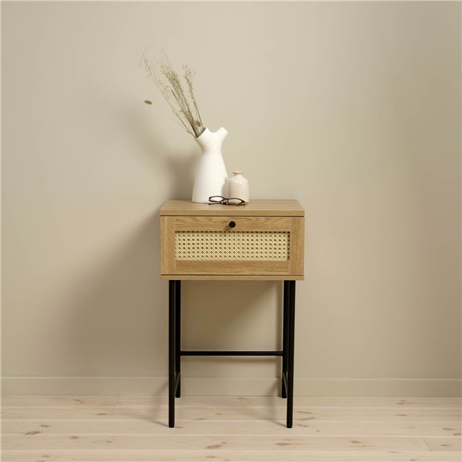 Side table Usakola, natural color, MDF/metal, H70x45x45cm