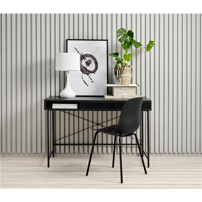 Office table Usakola, black, MDF/metal, H76x120x60cm