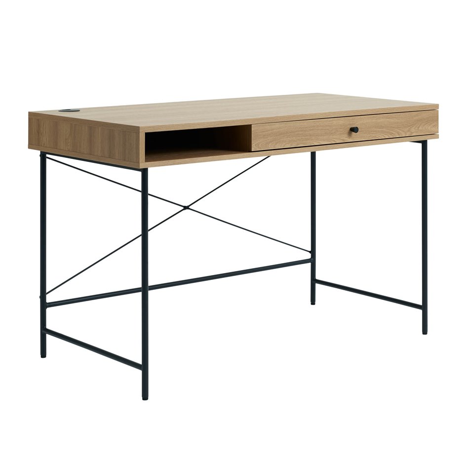 Письменный стол Usakola, натурального цвета/черный, MDF/металл, H76x120x60см