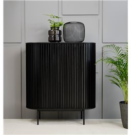 Шкаф Usien, черный, шпон дуба/массив дуба, H125х110х45см