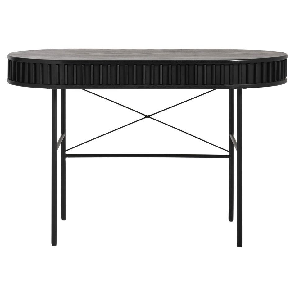 Office table Usien, black, oak veneer/solid oak, H75x120x60cm