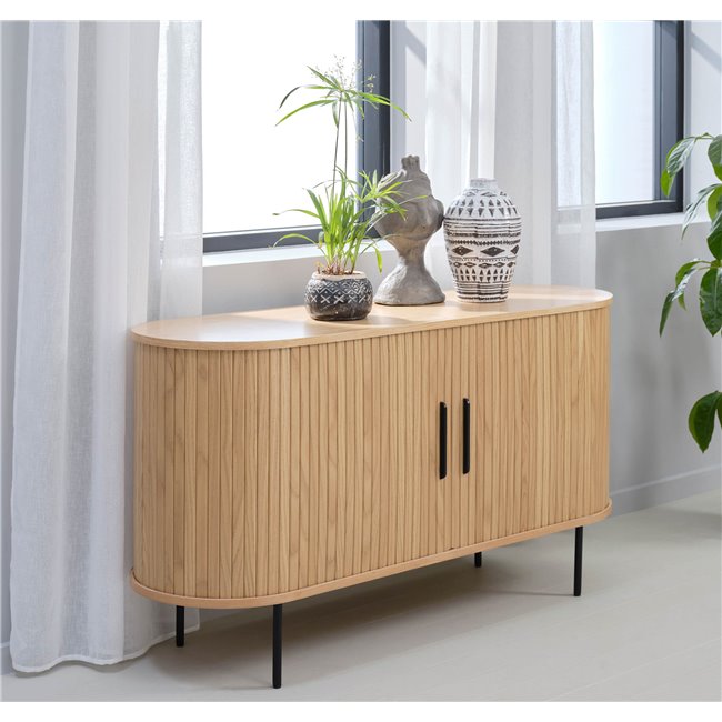 Буфет Nola, натурального цвета, металл/дубовый шпон/MDF, H76х140х45см