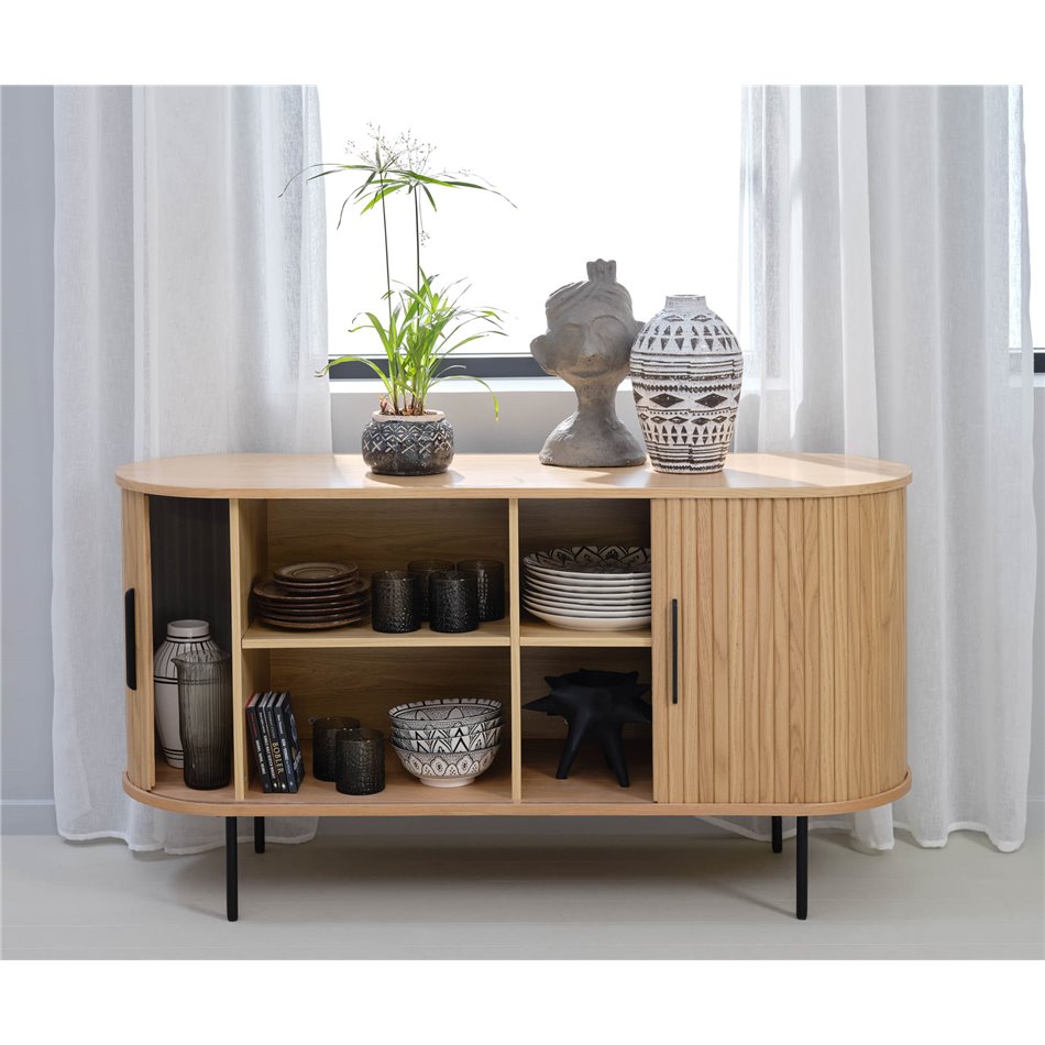 Буфет Nola, натурального цвета, металл/дубовый шпон/MDF, H76х140х45см