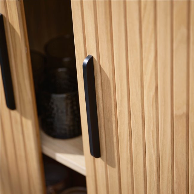 Cabinet Nola, natural color, metal/oak veneer/MDF, H118x100x40cm