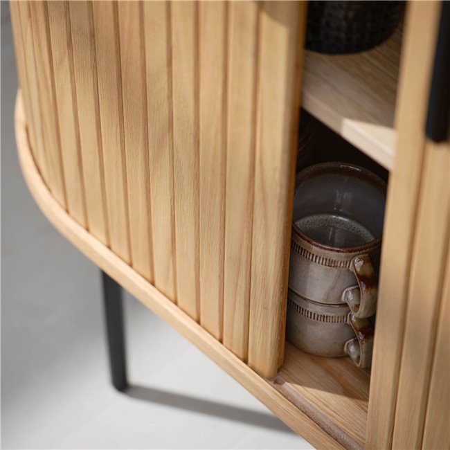 Cabinet Nola, natural color, metal/oak veneer/MDF, H118x100x40cm