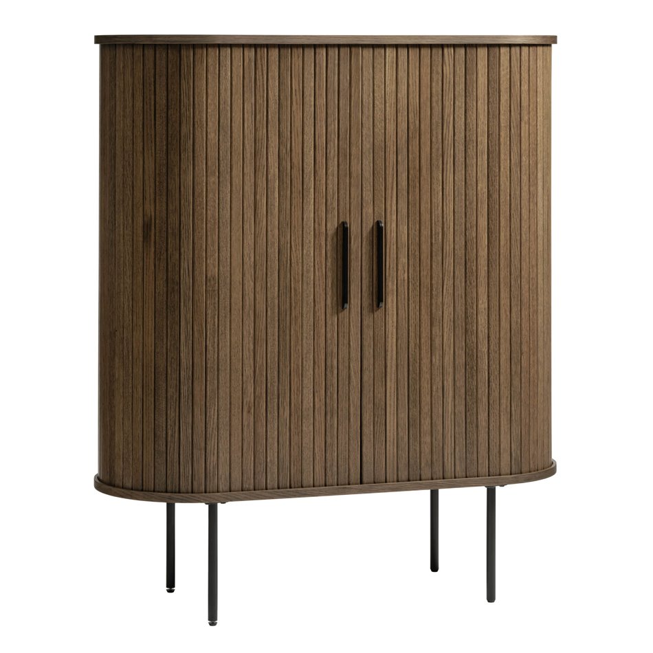 Cabinet Nola, smoked oak color, metal/oak veneer/MDF, H118x100x40cm