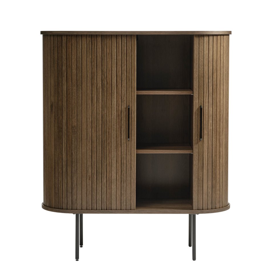 Cabinet Nola, smoked oak color, metal/oak veneer/MDF, H118x100x40cm