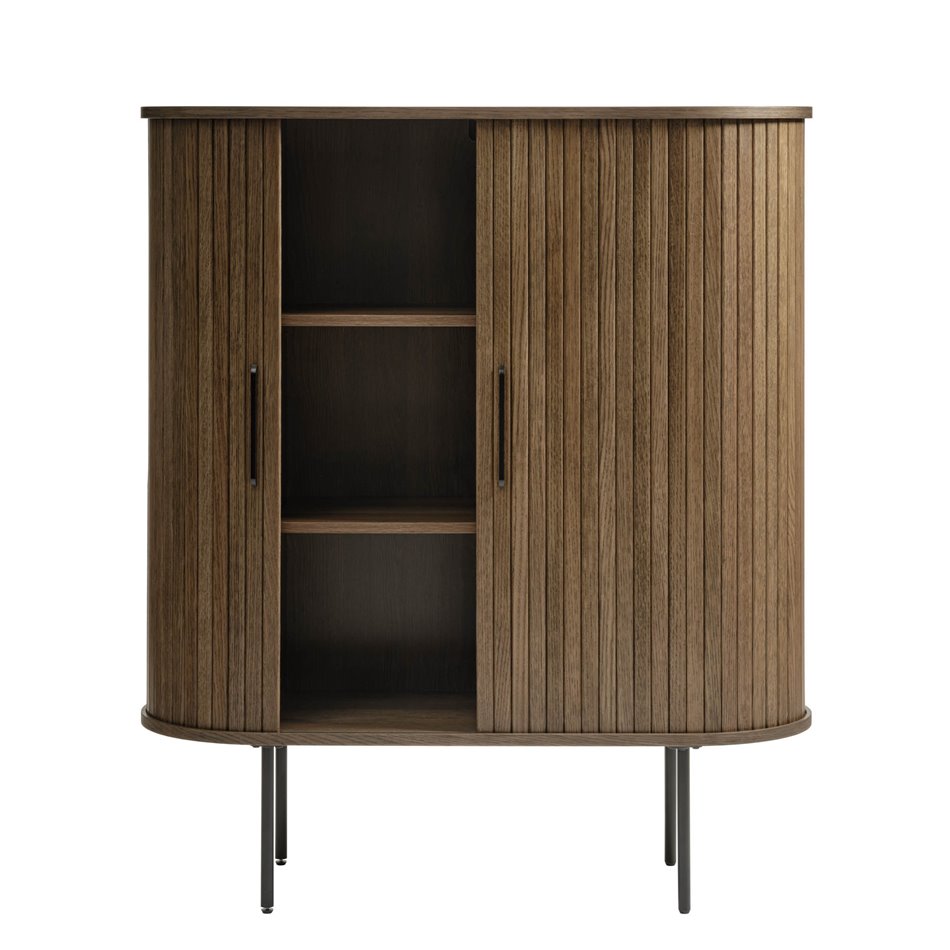 Cabinet Nola, smoked oak color, metal/oak veneer/MDF, H118x100x40cm