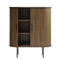 Cabinet Nola, smoked oak color, metal/oak veneer/MDF, H118x100x40cm