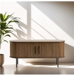 TV table Nola, smoked oak color, metal/oak veneer/MDF, H56x120x40cm