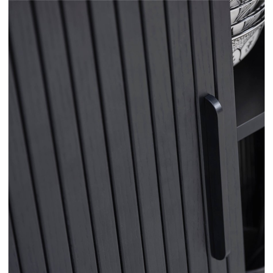 TV table Nola, black, metal/oak veneer/MDF, H56x120x40cm