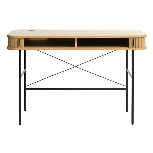 Desk Nola, natural/black, metal/oak veneer/MDF, H75x120x60cm