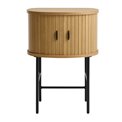 Side table Nola, natural color, metal/oak veneer/MDF, H70x50x40cm