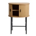 Side table Nola, natural color, metal/oak veneer/MDF, H70x50x40cm